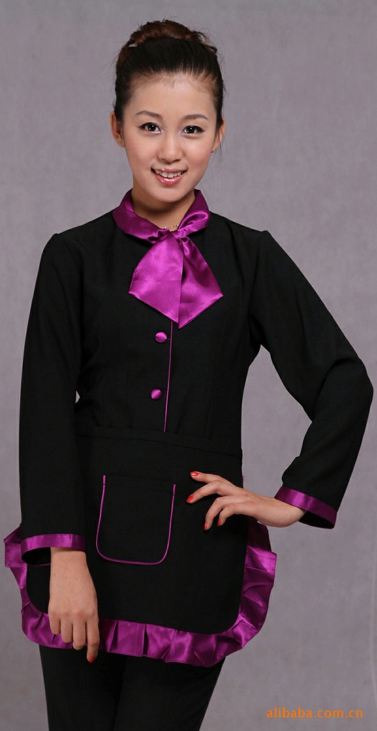 酒店服务员服装/围裙/饭店长袖工作服/热销