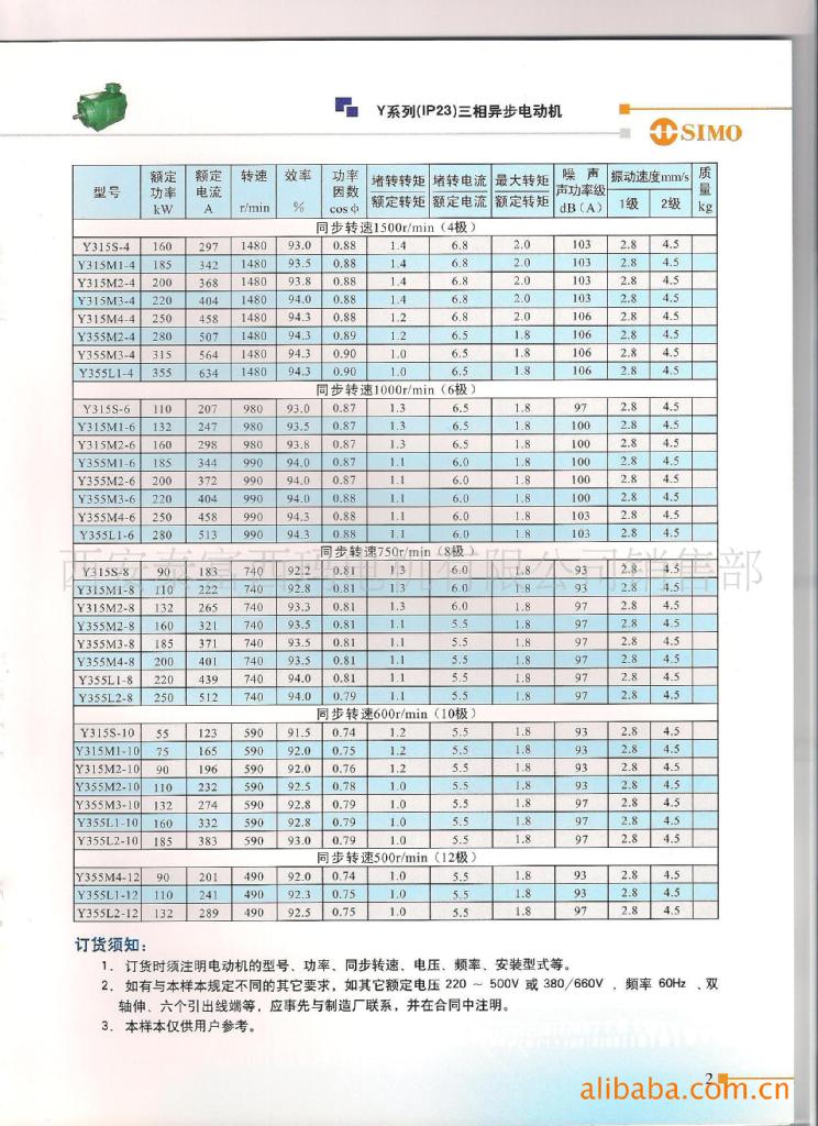 y315s-2 160kw ip23 380v 西安西瑪電機廠 三相異步交流電機