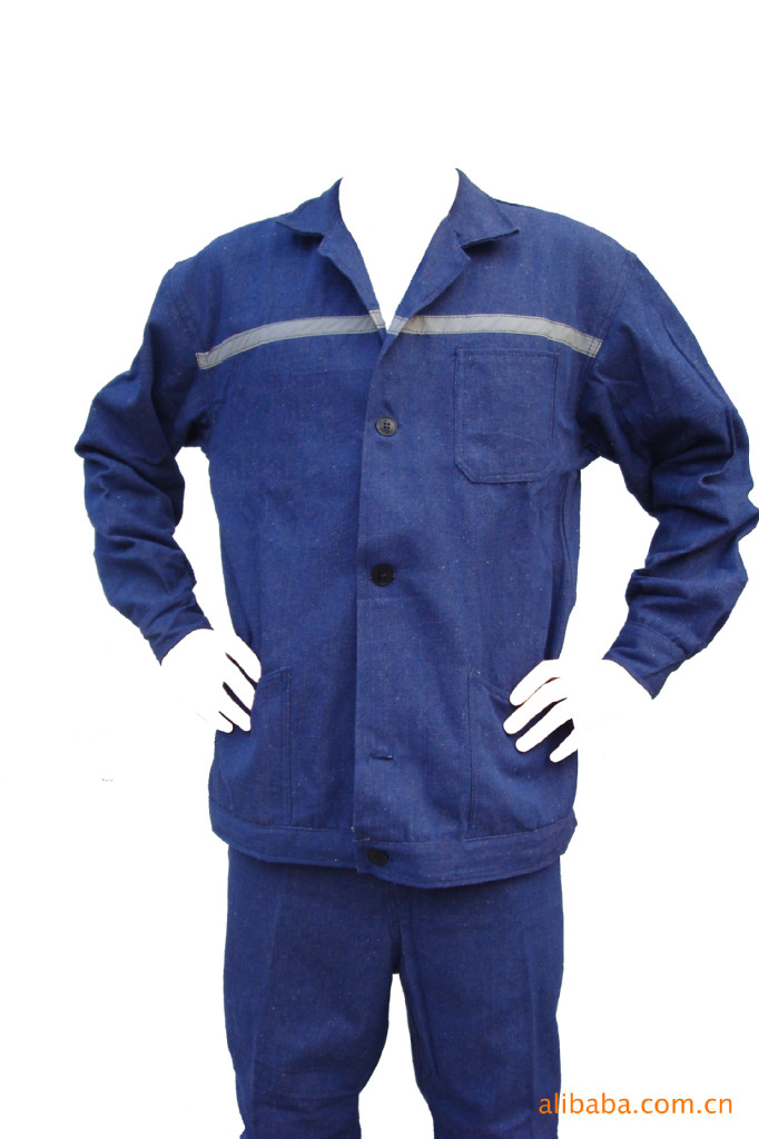 (直销22)金牛董涤棉蓝2号反光条劳动布劳保服