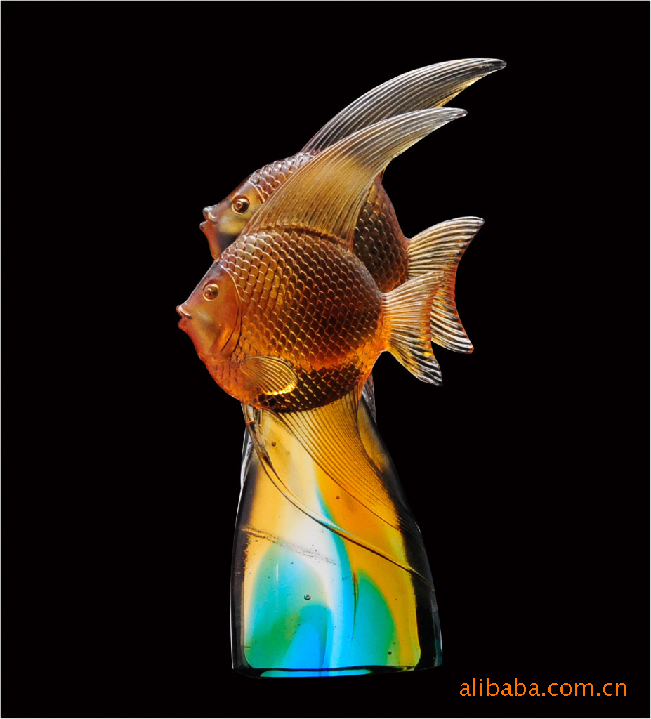 夏氏琉璃 动物系列 鱼 鹣鲽情深(图) 奖杯