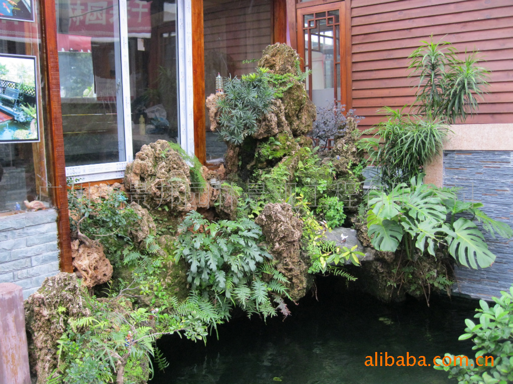 吸水石假山魚池(文化石 鵝卵石貼池邊)