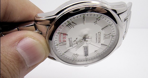 西铁城手表蓝宝石面后透纯钢表带全自动机械表男表8290