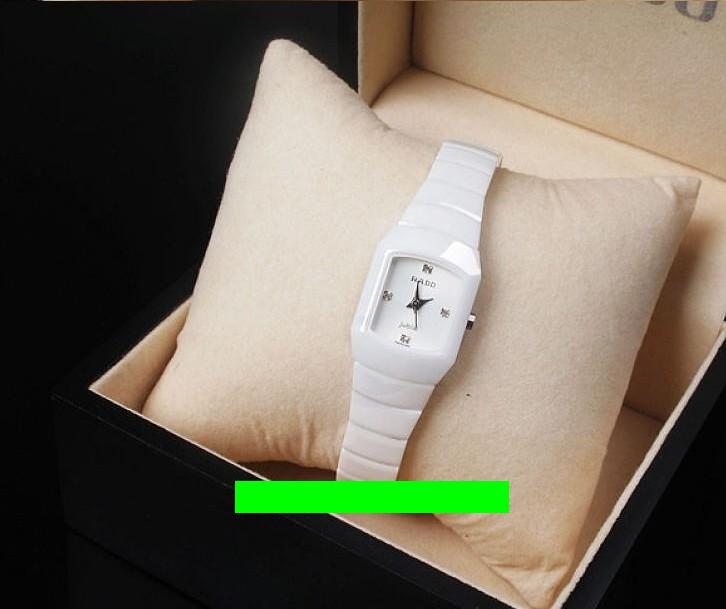 rado雷达手表 白陶瓷方形石英女表 r6800