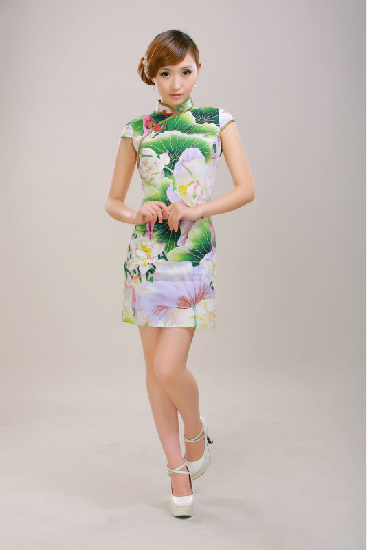 Sale Chinese Women Girl Mini Cheongsam Evening Dress/Qi  