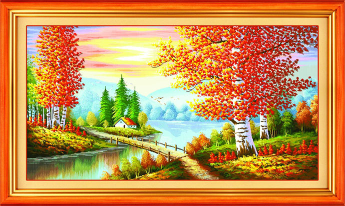 麦绣绣十字绣套件 风景系列 金色富锦 11ct中格