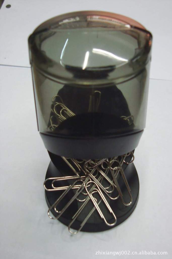 黑色底透明体 椭圆形体 回形针筒 时尚[磁性回形针筒]fyd-h85001