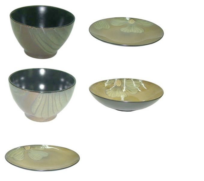 出口欧洲金属釉手绘色釉炻瓷陶瓷餐具 杯盘碗