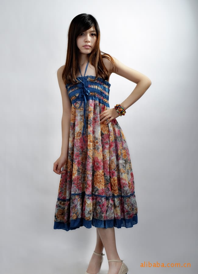 超大裙摆半身印花真丝两用长裙 波西米亚长裙1q007-1 60.00元/条