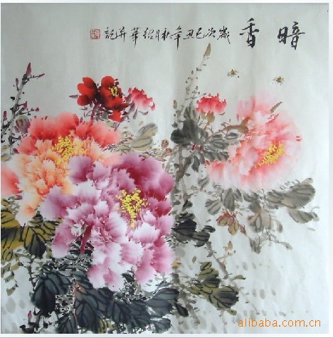 (蕴云堂)大量供应纯斗方国画/牡丹国画/花开富贵纯手绘