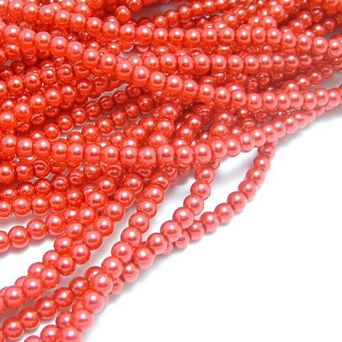 diy饰品配件4mm人造珍珠(红色)15元/条,每条约220颗23g