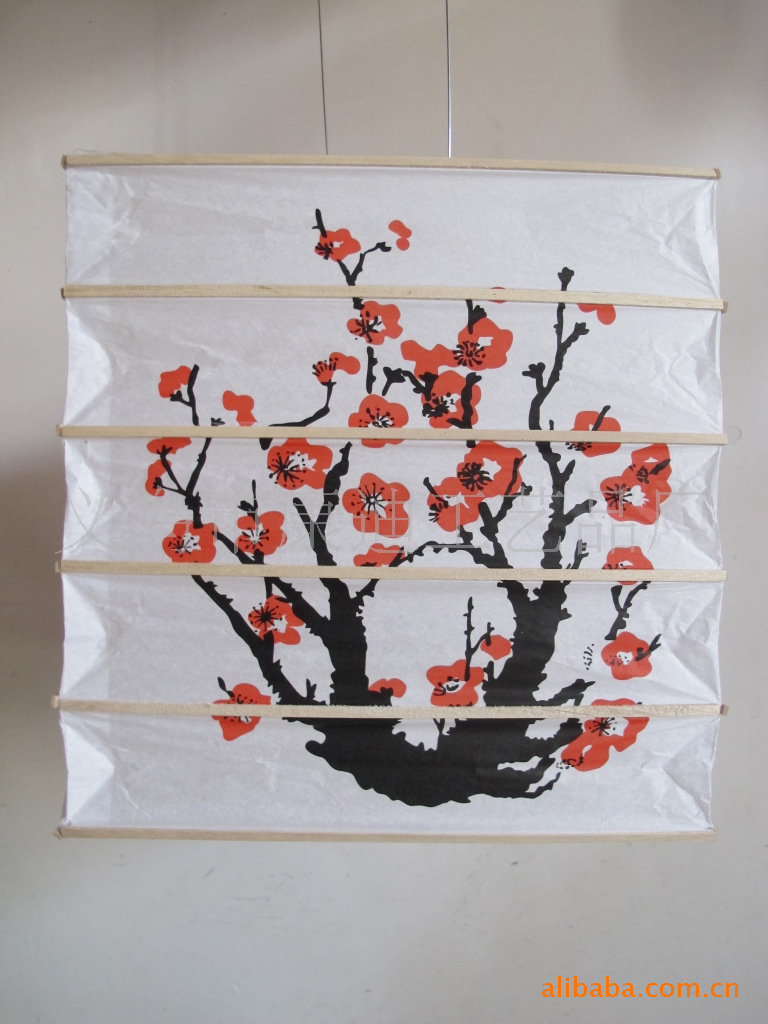 批发采购灯笼-方形梅花 纸灯笼 家居灯饰 白木