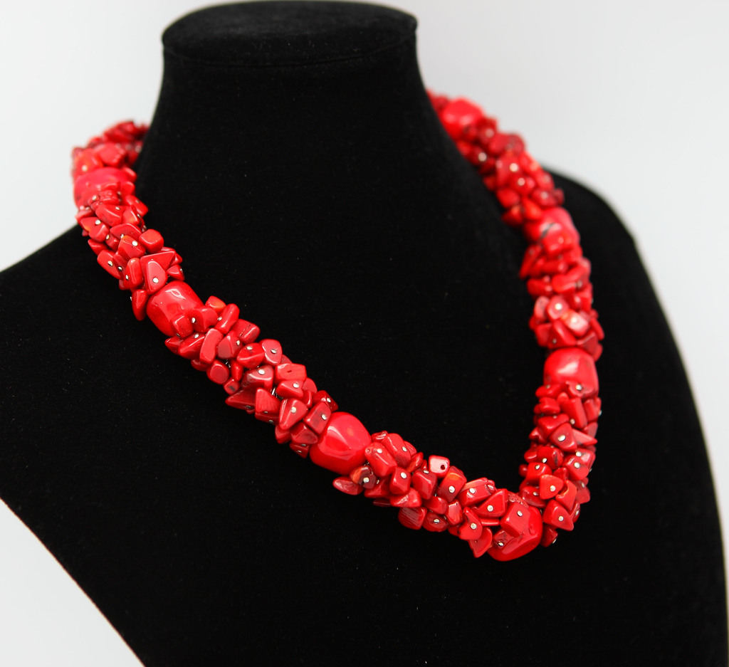 【亦简亦凡】饰品,工艺品,天然珊瑚红石材项链 红珊瑚 珊瑚珠