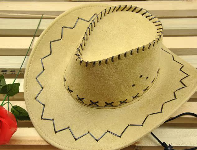 【旅游工艺品批发】西部牛仔帽 磨砂皮牛仔帽 户外表演出游帽子图片