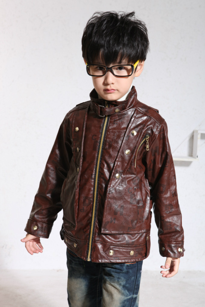 冬季新款男童皮夹克 潮酷时尚儿童韩版皮衣/皮外套批发11012