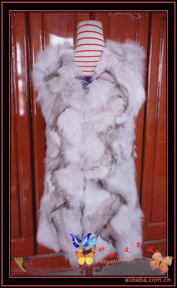 狐狸脚腿毛皮草背心马甲坎肩 韩版欧美皮草外套 裘皮