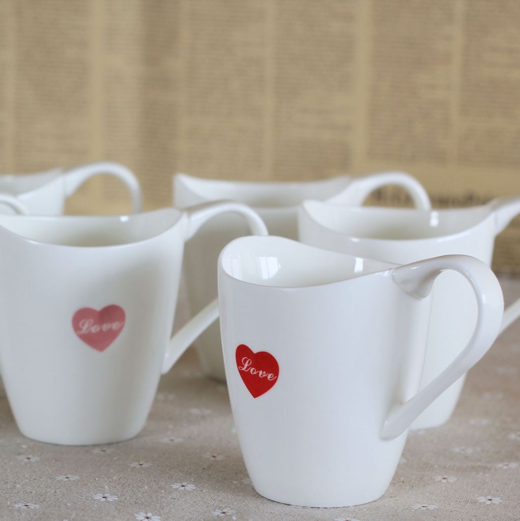 zakka杂货 森女 小爱心陶瓷杯 牛奶