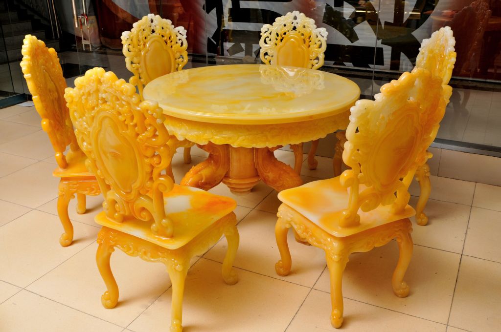 餐厅家具 圆餐桌6 1 十年免费维修 奢华玉石家具