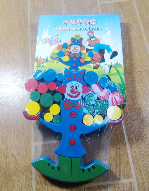 木制彩色小丑平衡木制儿童早教益智玩具