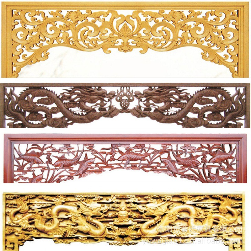 东阳木雕 实木雕刻 雕花 挂落 玄关 屏风 背景墙壁挂 中式装修图片_2