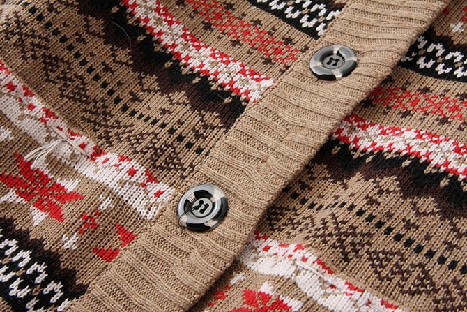 韩版冬季 修身中长款雪花图案加厚加绒毛衣外套 开衫毛衣 女mya3