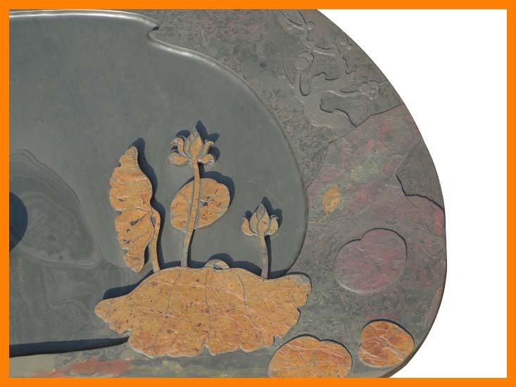 崔氏砚雕 厂家直供 功夫茶具 易水砚石茶盘4298#和和美美