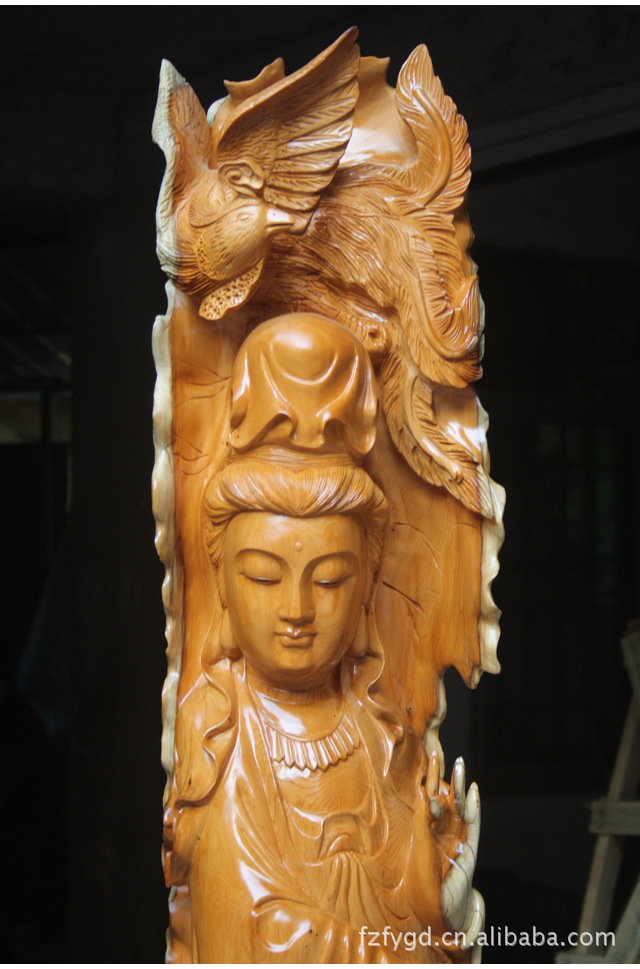 佛缘木雕 根雕刻工艺品红豆杉观音观世音古玩艺术收藏摆件3652