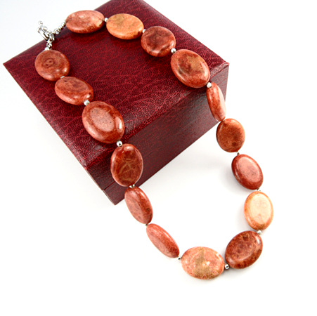 批发正品天然石红色草珊瑚韩国项链海洋石首饰欧美经典时尚饰品