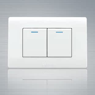 开关面板 墙壁开关 两位118型二开双控 雅白色开关