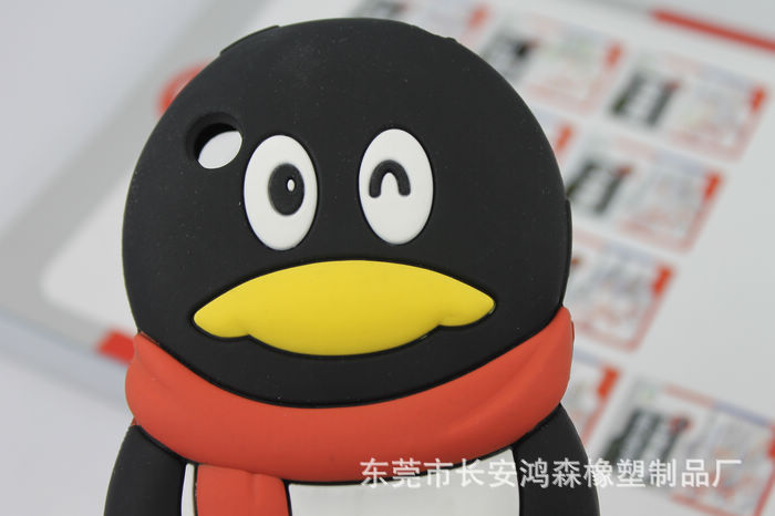 腾讯qq 立体企鹅硅胶手机套 iphone手机套