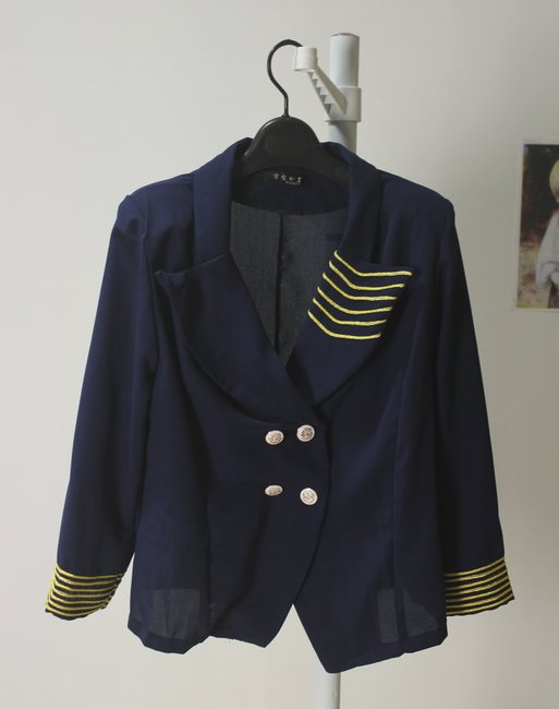 透明猫3275962欧美英伦海军风 耸肩军装帅气双排扣西服西装