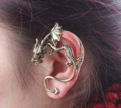 a4416 欧美歌特朋克 摇滚重金属 龙形耳环 无耳洞 耳夹