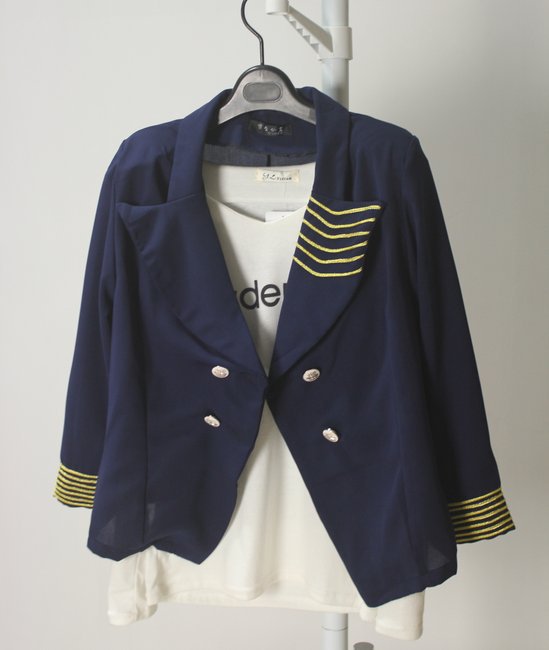 3275962欧美英伦海军风 耸肩军装帅气双排扣西服西装