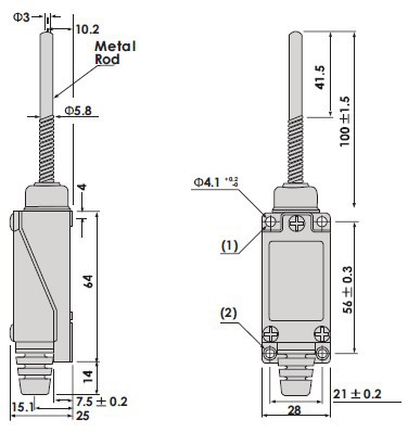 台湾统技万向式金属端头弹簧摇杆型限位开关(防水防油)_ts8168