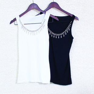 批发采购小背心,吊带衫,裹胸-低价清仓甩货 珠珠装饰打底女士背心 薄