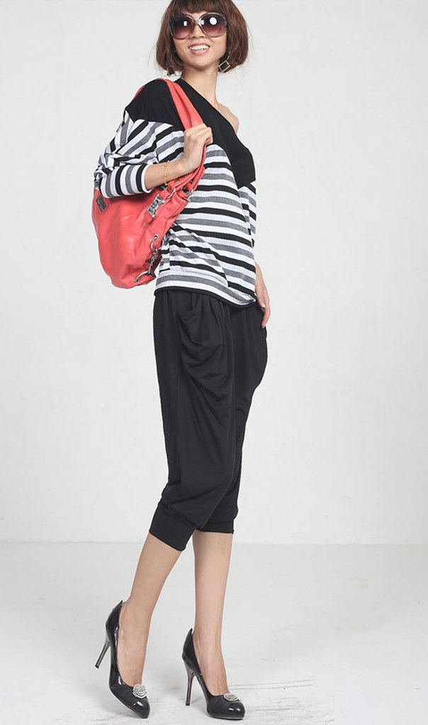 【大额清仓】牛奶丝烫钻哈伦九分裤袴裤女大码2012