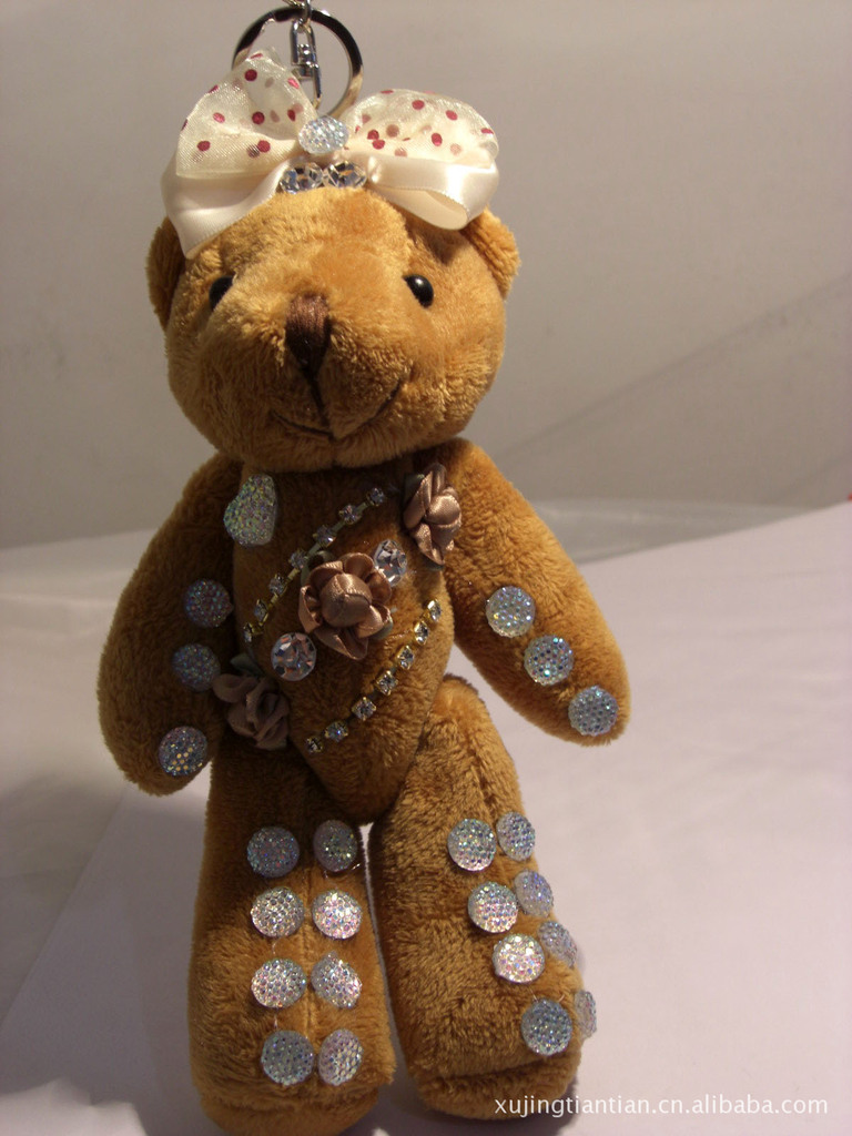 20cm蝴蝶结 镶钻大花熊 箱包挂件 钥匙挂件 手机挂件图片_2