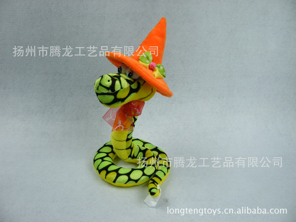 厂家直销各类毛绒玩具蛇,毛绒玩具变型蛇公仔,戴帽子蛇,花蛇图片_8