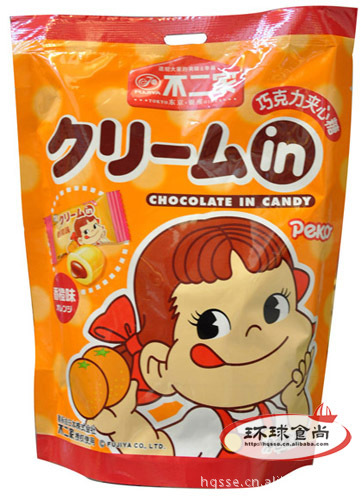 日本不二家巧克力夹心型硬质糖果(香橙味)120g 进口食品批发