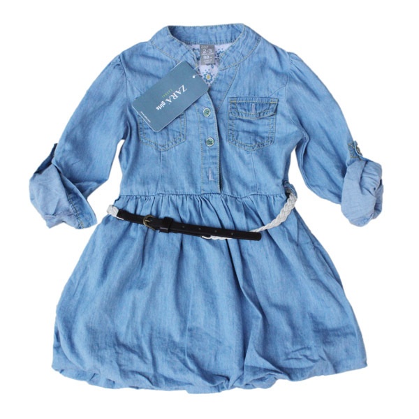 23】外贸童装原单正品zara新款女童可挽袖连衣裙 50.00,49.00元/条