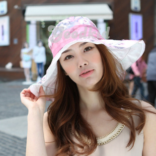 纱巾蝴蝶结遮阳帽 沙滩帽 女太阳帽 goodkid品牌专营 000f