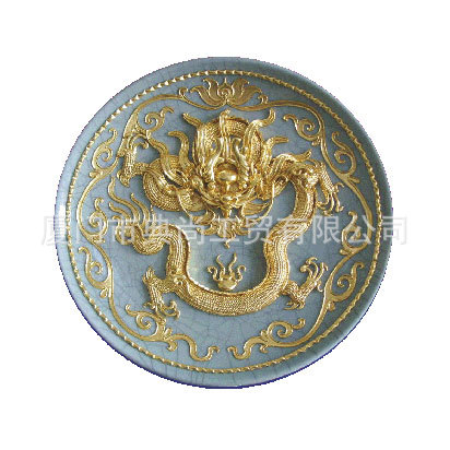 漆线雕8寸红盘金盘万年红金箔红釉国宾礼品可混批