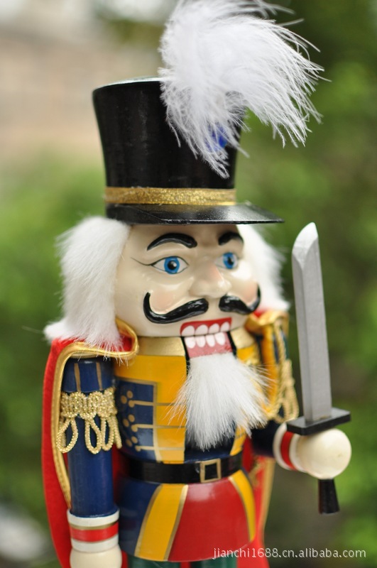 外贸原单胡桃夹子红披风国王木偶兵 彩绘手绘木头人胡桃兵