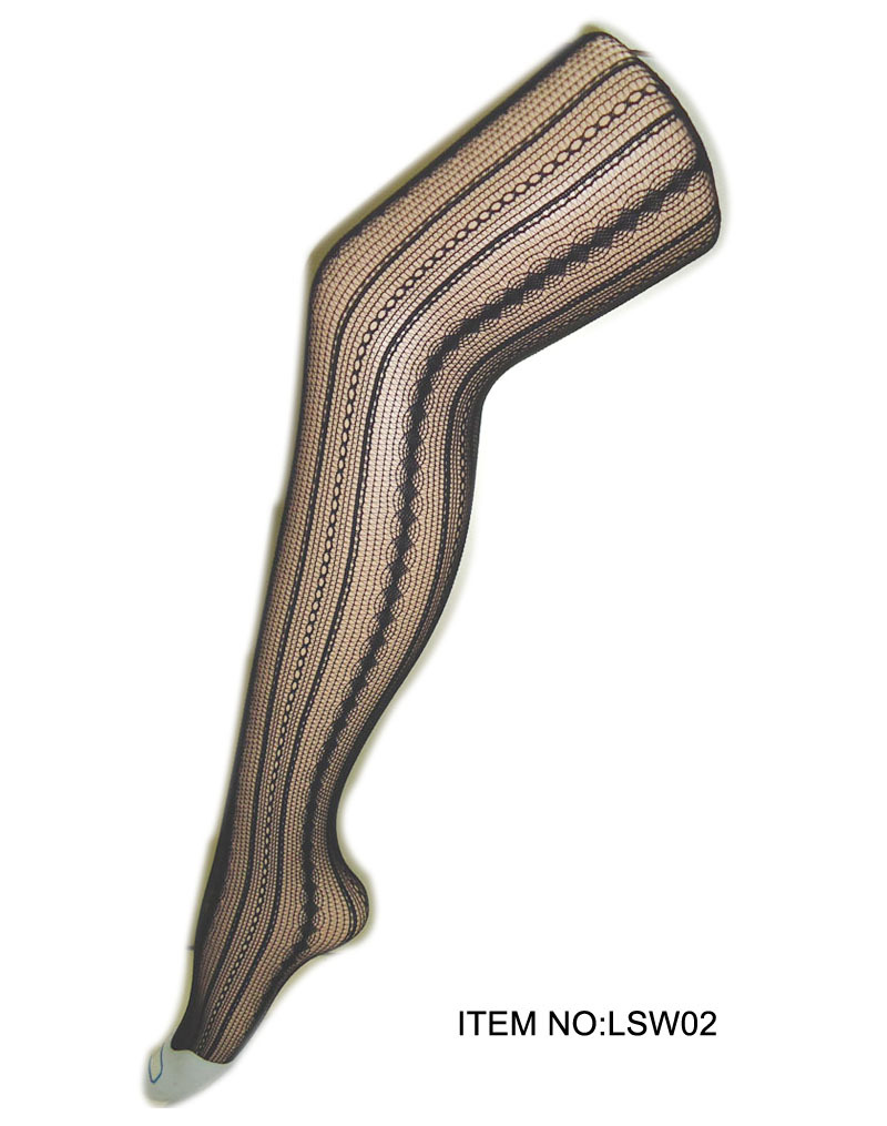 绿森时尚网袜系列 黑色竖纹 精包装混批 厂家直销 可定做 lsw02