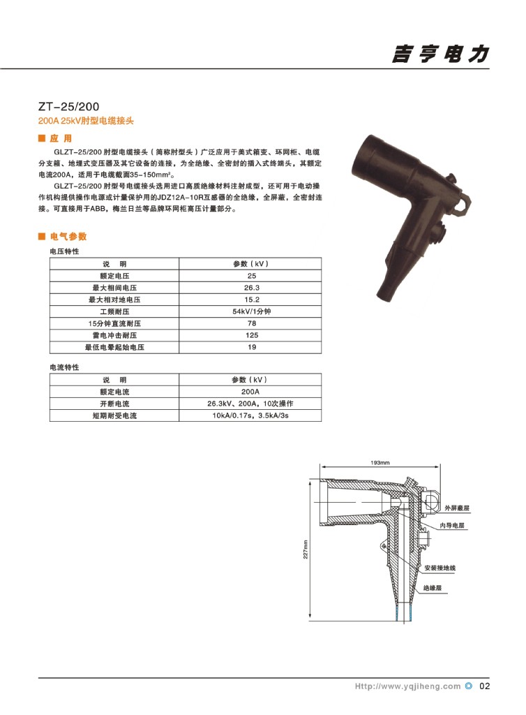 电缆肘型头型号图片