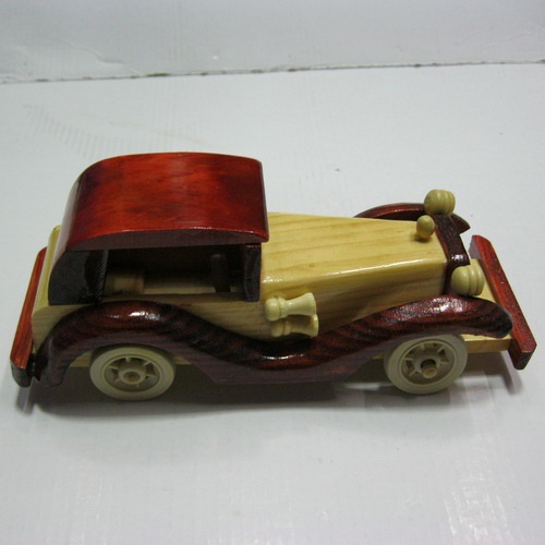 竹木工艺品-木制老爷车,木轮车-10寸木质车模型24.2x8.4x7 cm