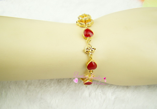 厂家直销 薄利多销 999 镀金仿真金火熔金纳米金 桃心玫瑰花手链