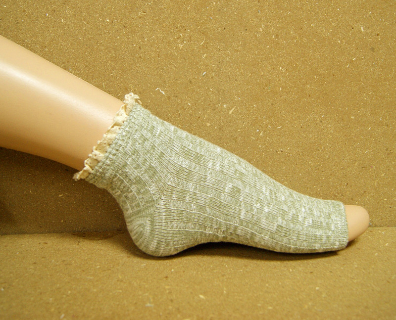 外贸原单纯棉袜子批发商 小花边亚麻麻线半截袜 特色款 女袜潮版