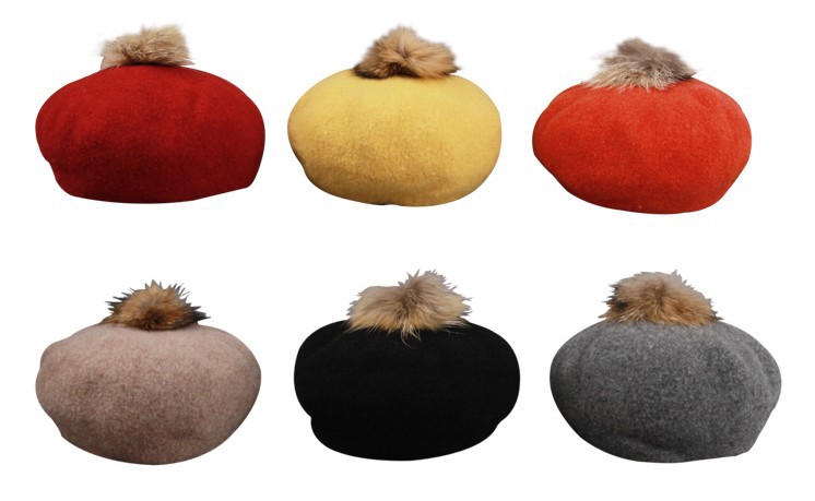【秋冬新款帽子 时尚大气羊毛蘑菇帽 贝蕾帽 冬帽贝雷帽 貂毛帽】价格