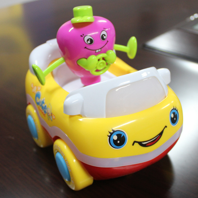 bcc144497 电动万向卡通茄子车带6灯,音乐 电动玩具车 儿童玩具