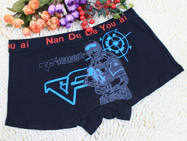 n068穿越火线卡通全棉男士内裤批发个性男式平角内裤ck内衣莱卡